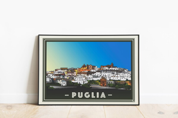 framed illustrated poster of Puglia